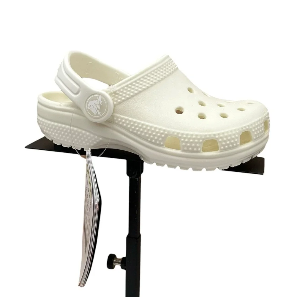 Crocs Toddler Girls Boys Slip-on Clogs Size 9 White Glow Green in the Dark